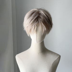 Korean light-colored short-haired mens high-level differential broken cover natural simulation hair universal cos full headgear