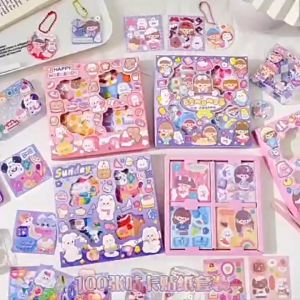 🇲🇾Ready Stock🇲🇾100PCS LASER GUKA STICKER CARTOON MURAH COMEL HANDBOOK STICKER CUTE 100张镭射咕卡贴纸 咕卡手账素材 可爱贴纸 盒装贴纸