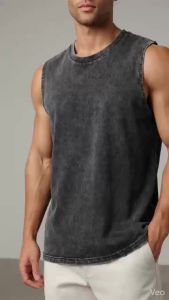 Áo Vest Nam Không Tay Kiểu Retro Chất Liệu Cotton 100% 230g Thiết Kế Rách Cá Tính Dáng Rộng Phong Cách Đường Phố Áo Thun Mùa Hè.