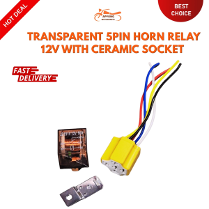 [1 SET] HORN MINI DRIVING LIGHT TRANSPARENT RELAY 12V SOCKET JAPAN WIRE INSTALLED HIGH QUALITY