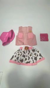 Baby Girls Cowboy Cosplay Performance Set Kids Pink Vest Skirt Scarf Foldable Hat Outfit Toddler 4Pcs Halloween Carnival Clothes