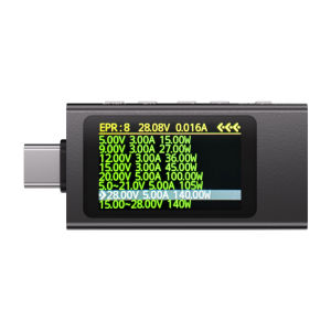 Kws-x1 Vôn kế kỹ thuật số 3.3-36V 0-12a Loại-C Điện áp 240W Thiết bị kiểm tra USB sạc nhanh kích hoạt mét HD IPS hiển thị
