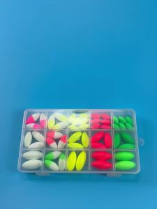 Topranc Multicolor Oval Foam Fishing Float Beads Set High-Visibility Luminous Eye Bobber Stopper Beads Tackle Accessories