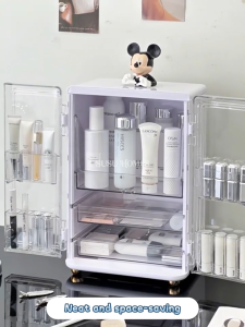 SUSU HOMES Desktop Dustproof Cosmetic Storage Box Large Capacity with Drawer Skincare Product Organizer Kotak Simpan 化妝品收納盒