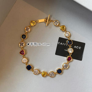 Dopamine Metal Colored Zircon Pearl Bracelet for Women Autumn Winter Layering Lightweight Luxury Elegant High-End Feeling