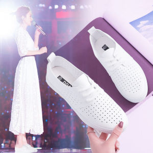 Summer Leather Slip-On Womens Shoes Flat Bottom Soft Bottom Nurse Pregnant Women Driving Practice Shoes Pure Color Casual
