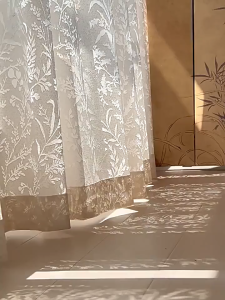 AnneyOneDecor Luxury French Voile Curtain Romantic White/Cream Sheer Curtain Dreamy Sunlight Effects Light Filtering Voile Drapes for Living Room Balcony