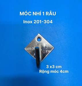 Giá treo đồ inox móc inox 1 râu nhí SUS-304 3 x 3 cm Rộng móc 4 cm