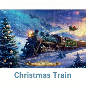 500/1000/1200/2000PCS Jigsaw Puzzle Beautiful Christmas Train Holiday Scene For Adults Perfect For Quiet Evening Activity