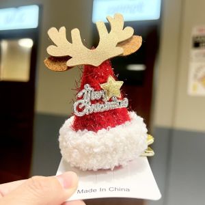 Cute Christmas Barrettes Christmas Hat Christmas Elk Hair Accessories Headdress Kids Cute Wind Fall and Winter Hair Accessories Hairpin
