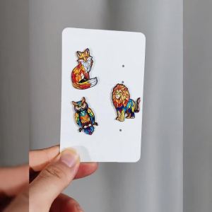 6pcs Vibrant Stained Glass Wildlife Enamel Pins Set Colorful Animal Fox Lion Metal Brooch Badges Aesthetic Bag Decorations Gift
