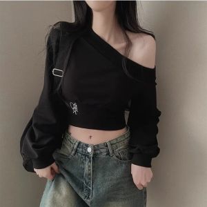 MISHANGYICHU | Spicy Sweet Style Off Shoulder Sweater Crop Top