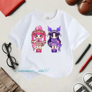Kaos Anak Cewek Motif Pasangan Kuromi Melodi Anime Terbaru Kaos Anak Lengan Pendek 2-12 Tahun