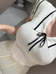 Summer Soft PolyesterKnit PoloTeeShort SlimFit FlySleeveContrastBinding FeminineComfortableStretchResistantCitywalkPoloShirt