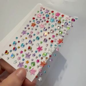 1Pcs Aurora Iridescent Star Diamond Tattoo Stickers 8*12cm Y2K Girl Party Festival Makeup Face Rhinestones DIY Body Decorations