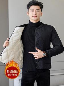 Mens Quilted Cotton Jacket Inner Lining Fleece Lined down Casual Lightweight Slim Fit Warmth Cotton Coat Autumn Winter