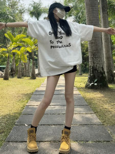 Áo Thun Cotton Trắng Tay Ngắn Dáng Rộng Mùa Hè Cho Nữ Áo Thun Cổ Tròn Thường Ngày Thời Trang Công Sở Phong Cách Hàn Quốc