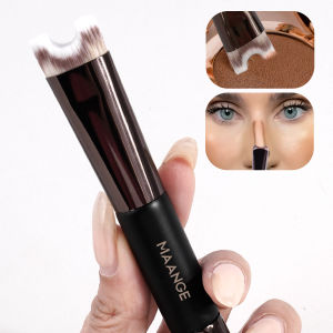 แปรงแต่งหน้าสองหัวรูปตัวยูสำหรับคอนทัวร์จมูก สร้างรูปทรงและเน้นดีเทล ใช้ได้กับรองพื้น ไฮไลท์เตอร์ และแป้งปัดจมูก