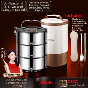 Olodo | 316 Stainless Steel Multilayer Long Insulation Lunch Box