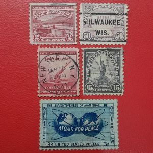 Koleksi Prangko kuno USA Jadul 5 Pcs Campur USED