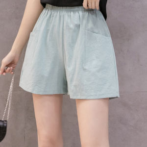 YOLO Cotton Linen Short Pants For Women Elastic Waist Ladies Casual Shorts With Pockets seluar perempuan murah cantik