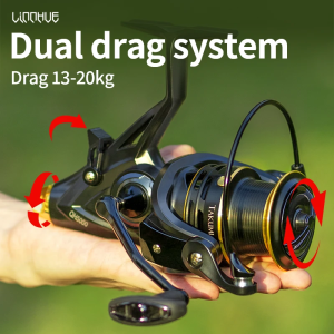LINNHUE Carp Fishing Reel Spinning Reel QH3000-9000 Strong Double Drag 20kg Carretilha Pesca Sea Reel Fishing Free Spare Spool