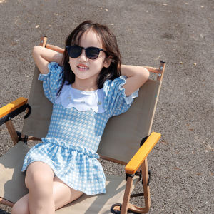 Children's One-Piece Swimsuit: A Guide to Choosing the Perfect Baby Sunscreen Cute Cartoon Plaid Design Summer New Style Infant Swimwear Female Kids Clothing