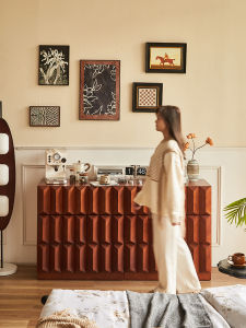 Chocolate Cabinet French Style Mid-Ancient Chest of Drawers Entrance Cabinet Niche Designer Fancy Ash Sideboard Cabinet