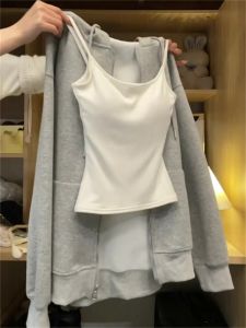 Áo Ba Lỗ Dây Nhỏ Thanh Lịch Dành Cho Nữ Mùa Hè 2025 Áo Ba Lỗ Bó Sát Có Đệm Ngực Áo Ba Lỗ Cổ Chữ V Không Tay