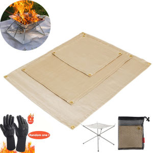Outdoor Fireproof Cloth Heat Resistant Fabric Fiberglass Mat with Storage Bag for Camping Grill Picnic Barbecue Flame Protector