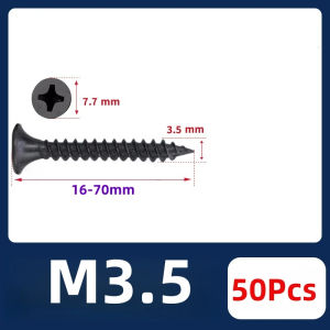 PHI M3.5 Black Cross Flat Head Wood Screws High-Strength Carbon Steel Sheet Metal Screws Drilling Woodworking Furniture Repair