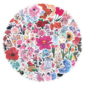 100PCS Flowers Stickers For Waterproof Decal Laptop Motorcycle Luggage Snowboard Fridge Phone Car Sticker