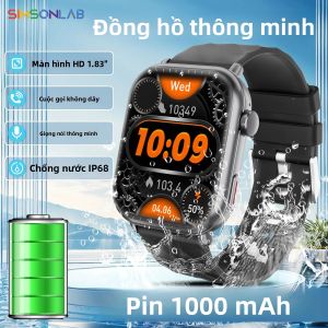 Đồng Hồ Thông Minh Mới 2025 Màn Hình HD 1.83 Pin 1000mAh Chống Nước IP68 Gọi Bluetooth Đồng Hồ Thể Thao Ngoài Trời Dành Cho Nam Nữ