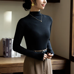 miiow | MiiOW Modal Half High Collar Slim Fit Long Sleeve Thin Base Shirt Womens Autumn Winter Warm Top Fashionable Inner Wear
