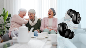 BRITZGO Hearing Aid Rechargeable Digital Amplifier Mini In ear Invisible Comfortable with Portable charging case Noise Reduction VHP-1621 Set Of Two