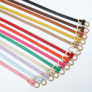 Pu Leather Pin Buckle Thin Belt Casual Decoration Dress Shirt 8-character Buckle Small Belts Solid Decoration Designer Belts