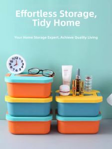 TIANHANYU | Desk Organizer Box With Lid Plastic Storage Container