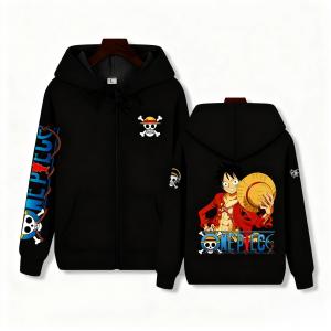 Anime Zip Up Pullover Hoodie Men Women One Piece Luffy Casual Streetwear Y2k Autumn Winter Graphic Print Long Sleeve Jacket Tops