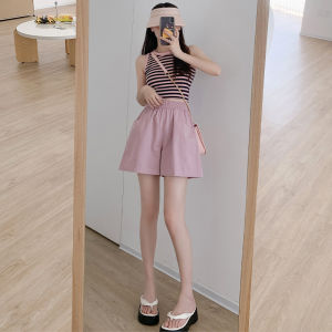 XINGJUSHE | Khaki Color High Waist Loose Summer Shorts