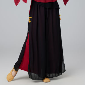 Elegant Classical Dance Performance Outfit Womens National Style Flared Sleeve Square Dancing Ensemble Long Sleeve Modal Fabric