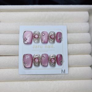 Handmade Cat Eye Nail Art Sun Rose Bucchi Pure Handmade Level Whitening Wearable False Nails Luxury Short Nail Tips Beauty Tools