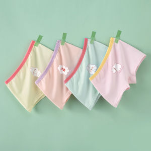 MiiOW | Pure Cotton Antibacterial Girls Underwear A-Class Comfortable Flat Angle Pants Breathable Soft Elastic Fiber For Girls Age 1-13