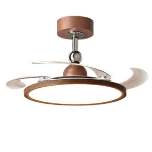 Retro Design Invisible Fan Light with Walnut Grain Full Spectrum Eye-Protective Ultra-Thin Ceiling Lamp
