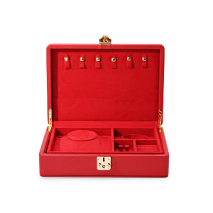 WoodTen Double leather Layer Jewelry Storage Box Earrings Rings Necklaces Storage Case Wedding Gold Jewelry Jewelry Display Box