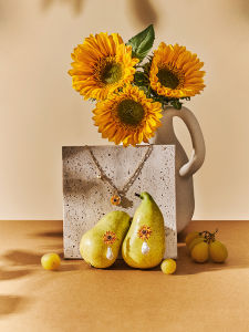 blanbunny | Sunflower Crystal Glass Baroque Pearl Unique Earrings Necklace