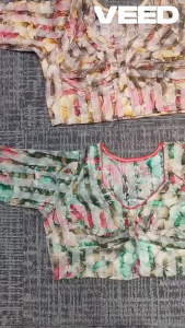 Readymade Printed Cotton Saree Blouse for Women | Short Sleeve Blouse | Size 34 | Multiple Color Options | Pack of 1 Pc