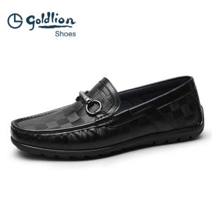 Goldlion Mens Slip-On Loafers Breathable Business Shoes Spring Autumn Fashion Casual Comfortable Leather Footwear for Men