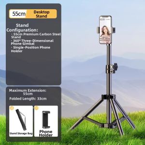 CRENOV | Live Streaming Support Video Selfie Stick Tripod Light Desk Floor Tri-Support