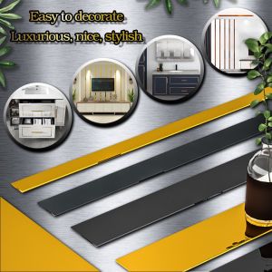 3M Stainless Steel Flat Decorative Line Self-adhesive Wall Sticker Mirror Wall Sticker Decorative Line Titanium Gold TV Background Wall Ceiling Edging Strip Living Room Decoration