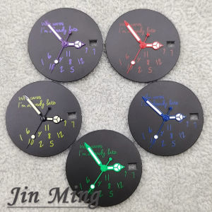 High Quality 28.5mm White Black Date Window Green Luminous Aseptic Dial Fit NH35 /NH36/4R/7S Automatic Movement